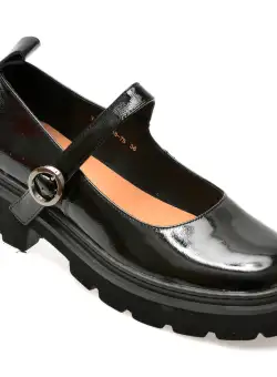 Pantofi casual GRYXX negri, V114D18, din piele naturala lacuita