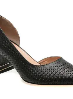 Pantofi casual IMAGE negri, 367887, din piele naturala