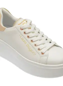 Pantofi casual LAURA BIAGIOTTI albi, 8432, din piele ecologica