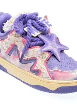 Pantofi casual REPUSEN mov, 18305, din material textil si piele ecologica