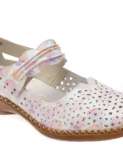 Pantofi casual RIEKER albi, 41399, din piele naturala