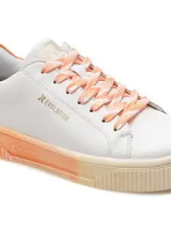 Pantofi casul RIEKER albi, W0704, din piele naturala