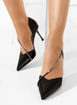 Pantofi cu toc eleganti Polly negri