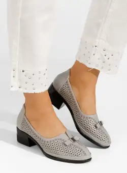 Pantofi cu toc gros Adaina gri
