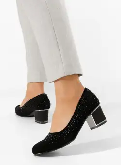 Pantofi cu toc gros eleganti Olalla negri