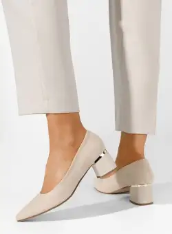 Pantofi cu toc gros Maera B bej