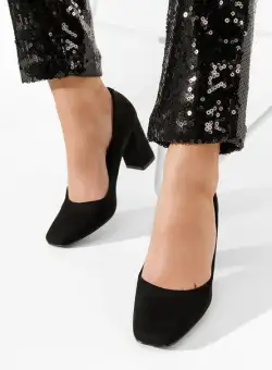 Pantofi cu toc gros Morgana negri