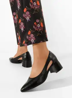 Pantofi cu toc gros Peka B negri