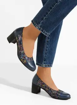 Pantofi cu toc gros piele Judy V2 multicolori