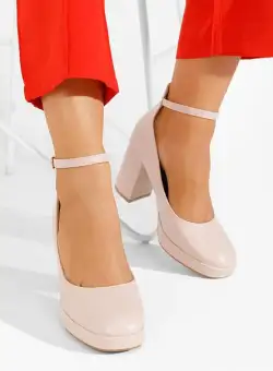 Pantofi cu toc gros si platforma Sarya bej