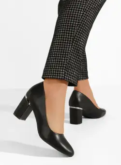 Pantofi cu toc gros Tansya negri