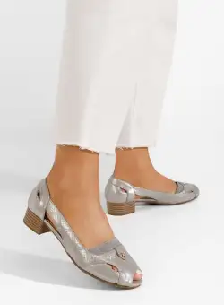 Pantofi cu toc mic Melita B argintii