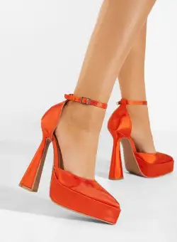 Pantofi cu toc si platforma orange Irania