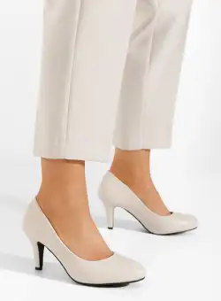 Pantofi cu toc subtire Raisa bej
