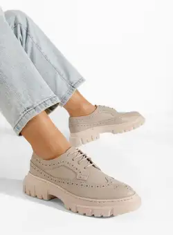 Pantofi dama brogue Henise V3 bej