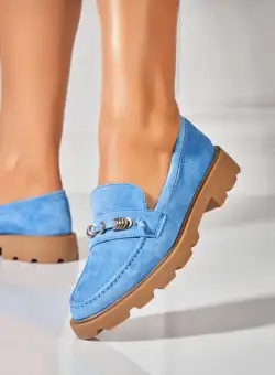 Pantofi dama casual Albastri din Piele Ecologica Intoarsa Yusra