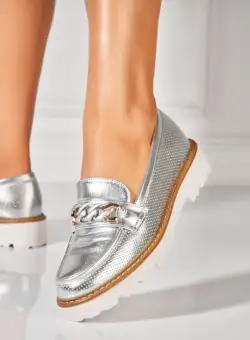 Pantofi dama casual Argintii din Piele Ecologica Kamari