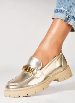 Pantofi dama casual Auriu din Piele Ecologica Nandhi