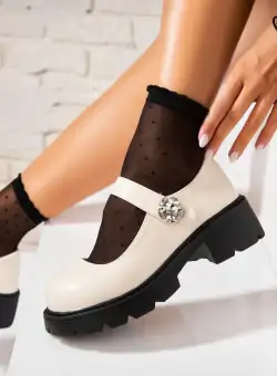 Pantofi dama casual Bej din Piele Ecologica Blaise