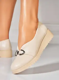 Pantofi dama casual Bej din Piele Ecologica Della
