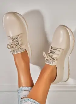 Pantofi dama casual Bej din Piele Ecologica Elisa