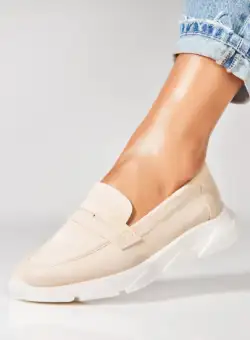 Pantofi dama casual Bej din Piele Ecologica Intoarsa Hudsyn