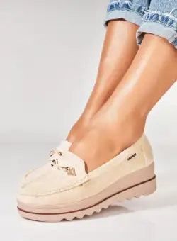 Pantofi dama casual Bej din Piele Ecologica Intoarsa Sinea