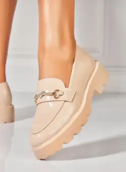 Pantofi dama casual Bej din Piele Ecologica Lacuita Kieren