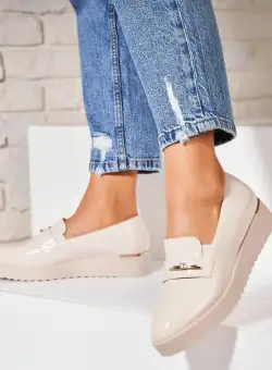 Pantofi dama casual Bej din Piele Ecologica Lacuita Kinze