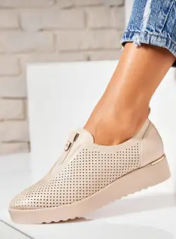 Pantofi dama casual Bej din Piele Ecologica Sira