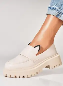 Pantofi dama casual Bej din Piele Ecologica Suhaila