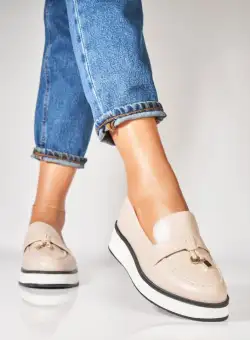 Pantofi dama casual Bej din Piele Ecologica Tasale