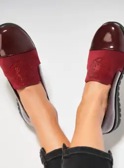Pantofi dama casual Bordo din Piele Ecologica Lacuita Lukia