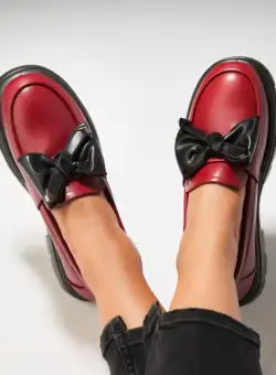 Pantofi dama casual Bordo din Piele Ecologica Zendaia