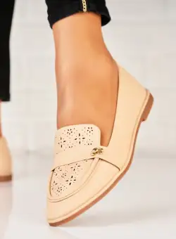 Pantofi dama casual Crem din Piele Ecologica Zalah