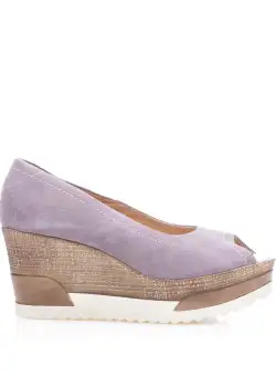 Pantofi dama casual cu platforma din piela naturala - 531-2 mov velur