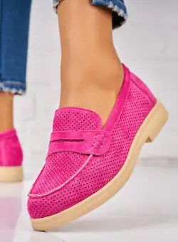 Pantofi dama casual Fucsia din Piele Ecologica Intoarsa Maisa