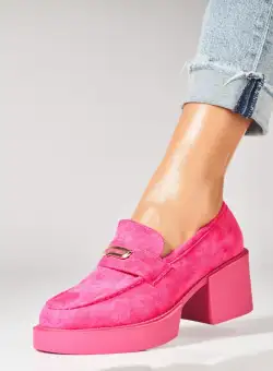 Pantofi dama casual Fucsia din Piele Ecologica Intoarsa Sargun