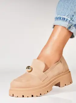 Pantofi dama casual Kaki din Piele Ecologica Intoarsa Dalaa