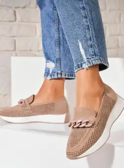 Pantofi dama casual Kaki din Piele Ecologica Intoarsa Krysta