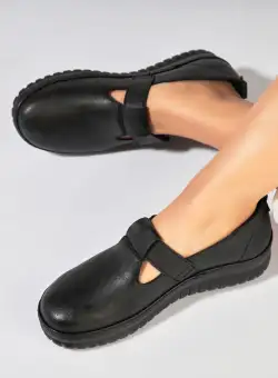 Pantofi dama casual Negri din Piele Ecologica Auriya