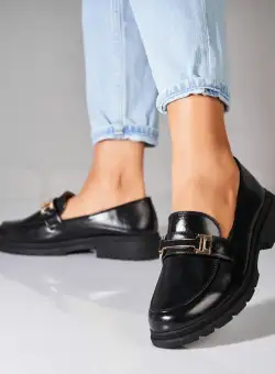 Pantofi dama casual Negri din Piele Ecologica Caylan