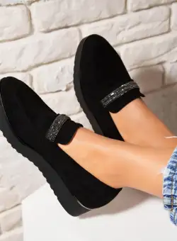 Pantofi dama casual Negri din Piele Ecologica Intoarsa Azyla
