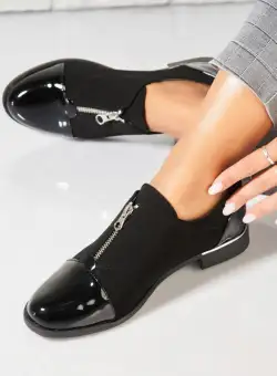 Pantofi dama casual Negri din Piele Ecologica Intoarsa Naziya2