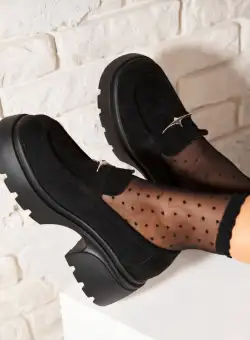 Pantofi dama casual Negri din Piele Ecologica Intoarsa Niyel2