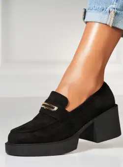 Pantofi dama casual Negri din Piele Ecologica Intoarsa Sargun