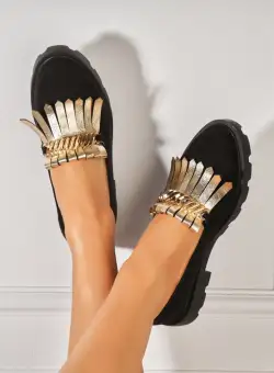 Pantofi dama casual Negri din Piele Ecologica Intoarsa Vania