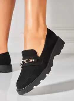 Pantofi dama casual Negri din Piele Ecologica Intoarsa Yusra