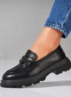 Pantofi dama casual Negri din Piele Ecologica Isley