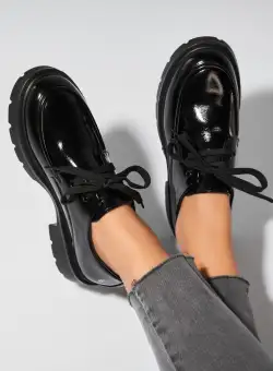 Pantofi dama casual Negri din Piele Ecologica Lacuita Dalina3